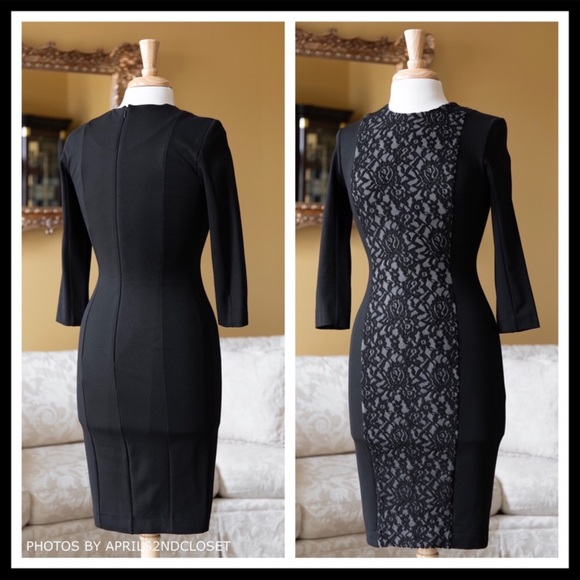 FRENCH CONNECTION BLACK LACE KINT MINI DRESS A2C - Picture 2 of 8